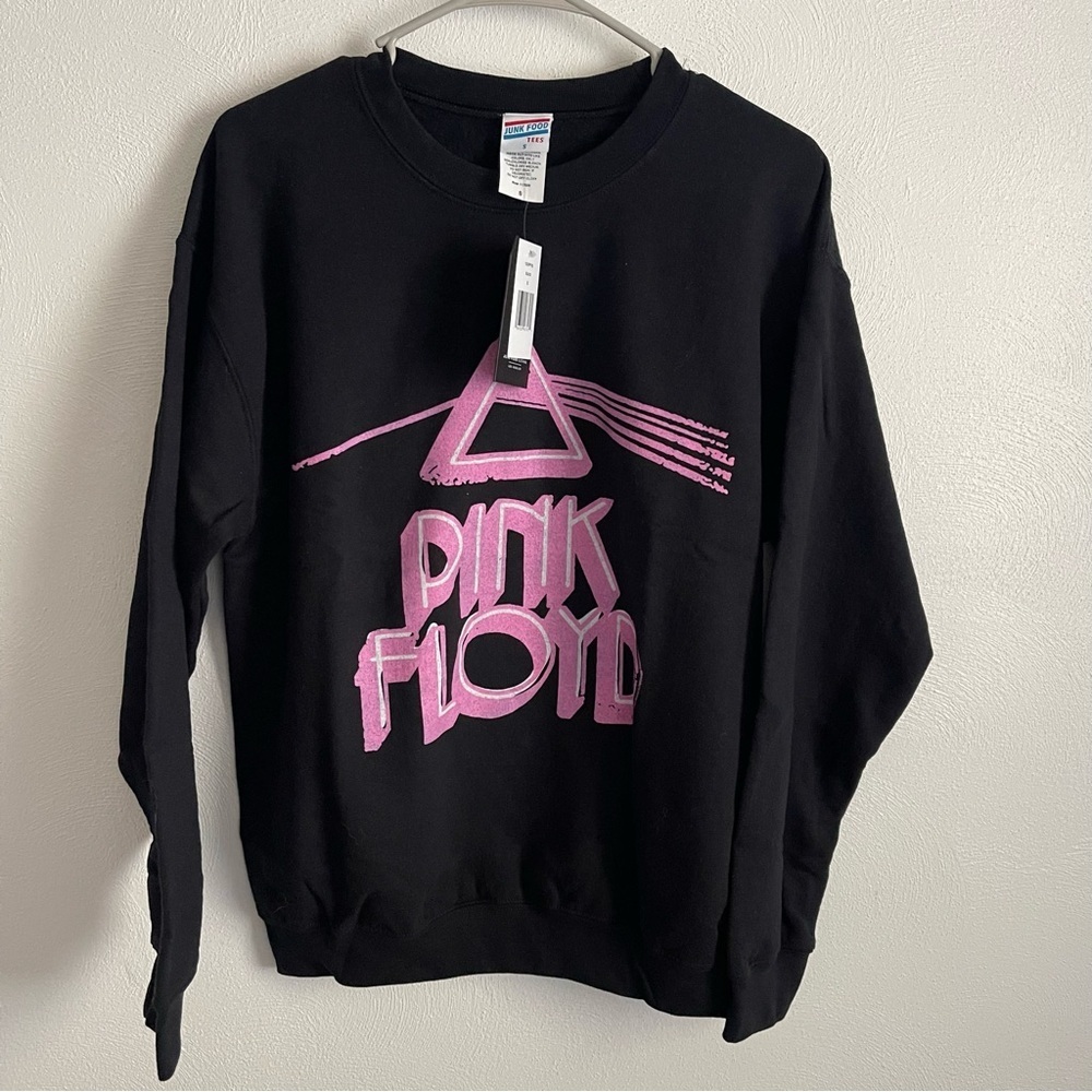 Junk Food sweatshirt Black Pink Floyd Top NWT Size S pink black band graphic